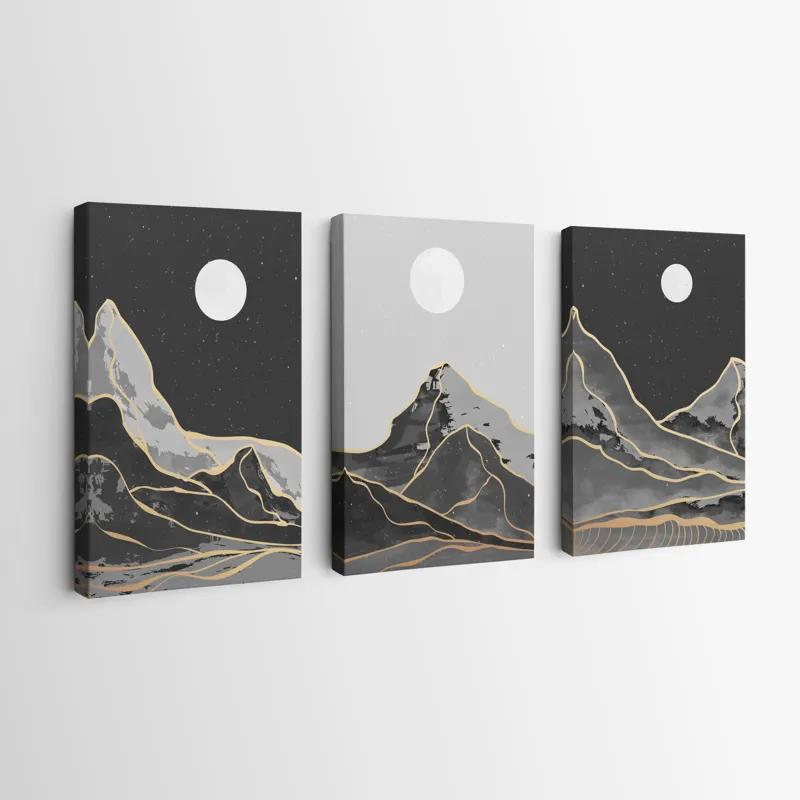 Tablou Multicanvas Grey Moon Mountain mockup 0