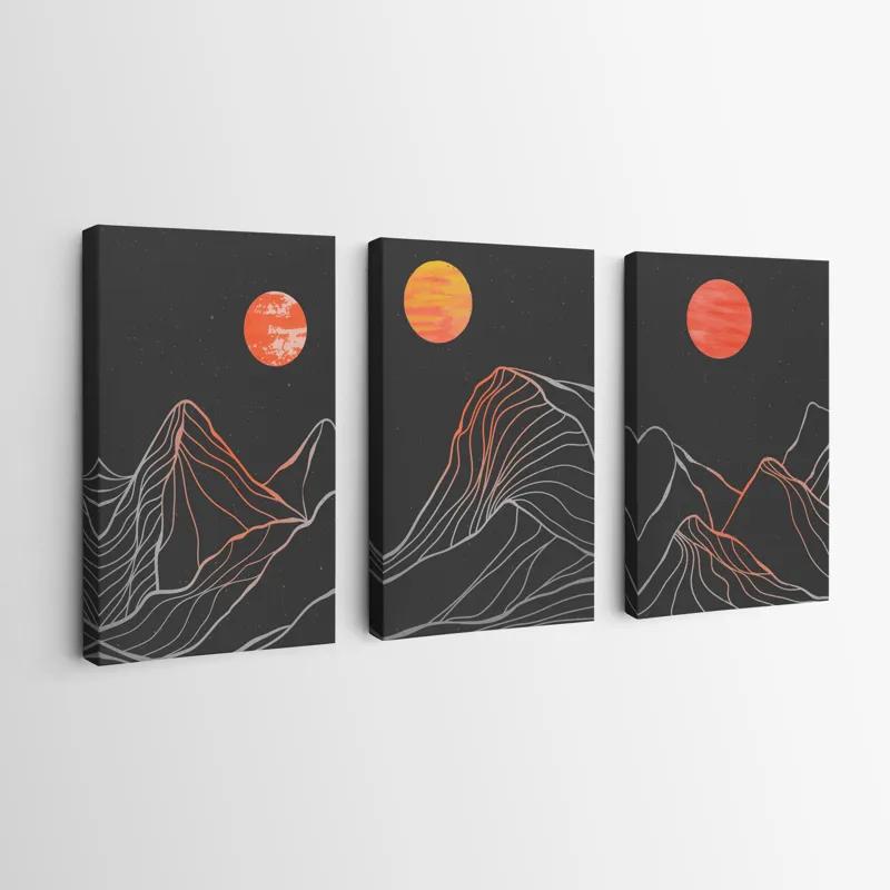 Tablou Multicanvas Orange Moon Line mockup 0