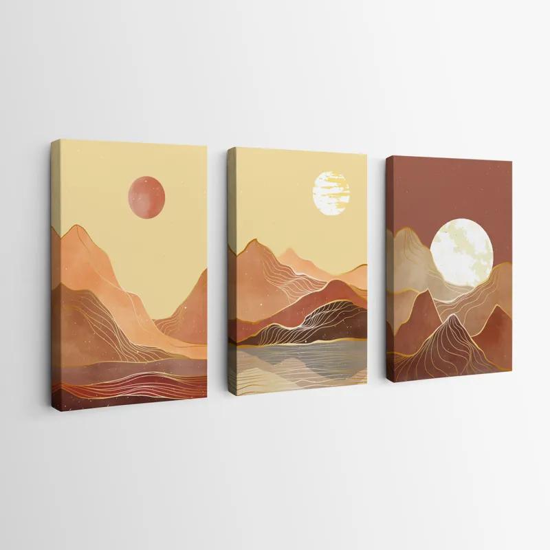 Tablou Multicanvas Orange Mountain Set mockup 0