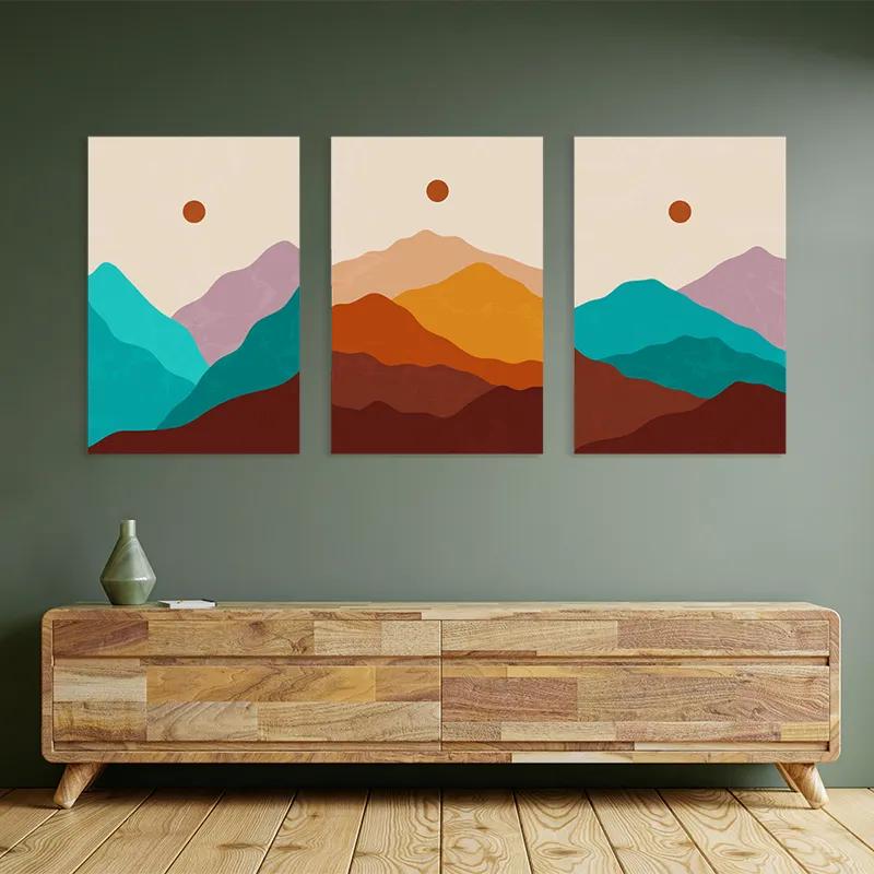 Tablou Multicanvas Brown Moon Mountain mockup 2