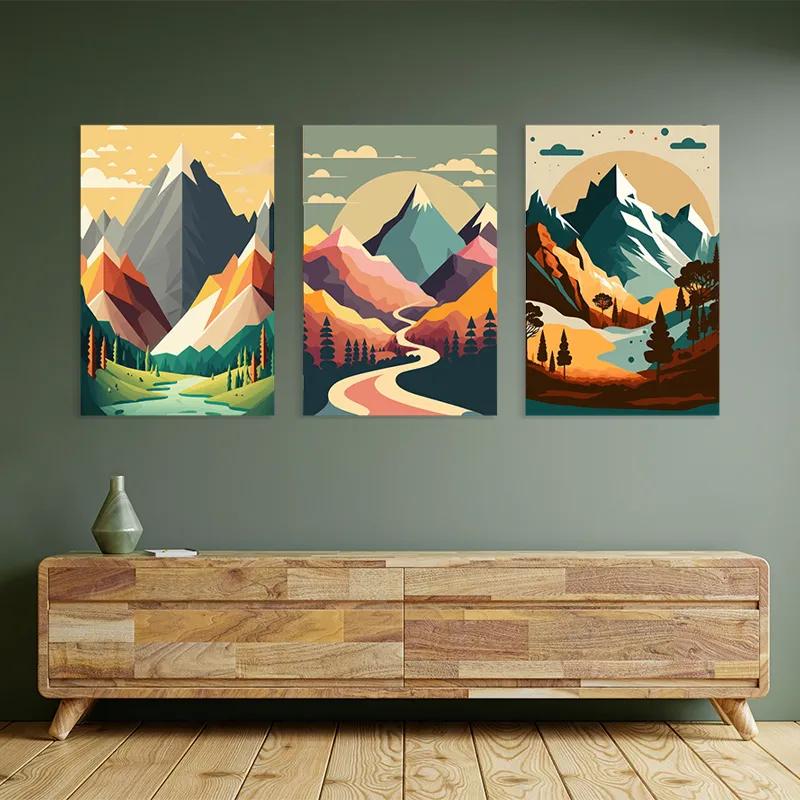 Tablou Multicanvas Colorful Mountain Set mockup 2