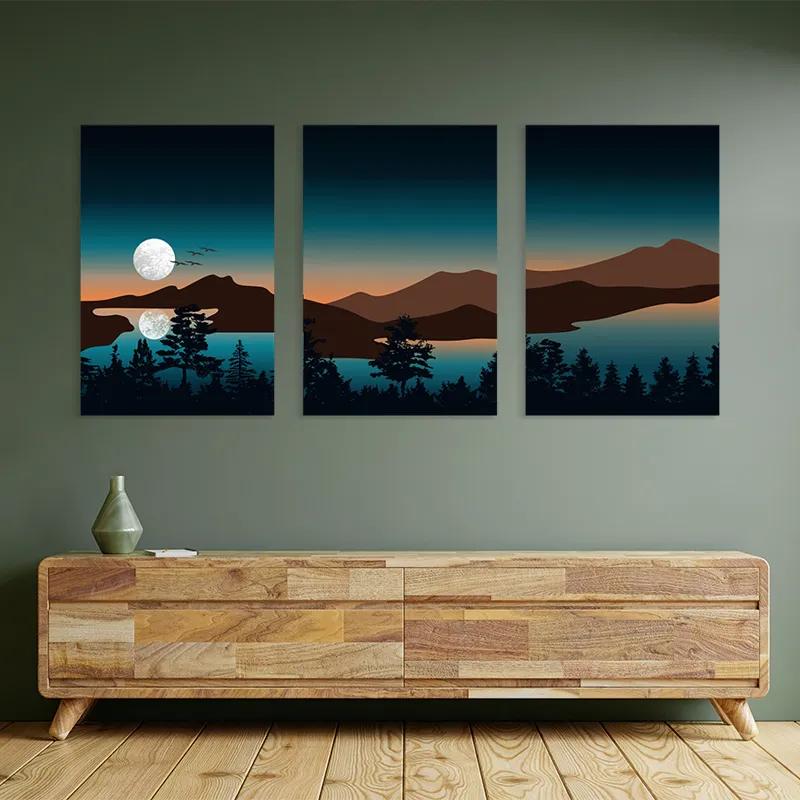 Tablou Multicanvas Full Moon Mountain mockup 2