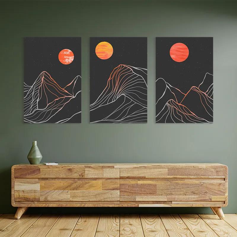 Tablou Multicanvas Orange Moon Line mockup 2