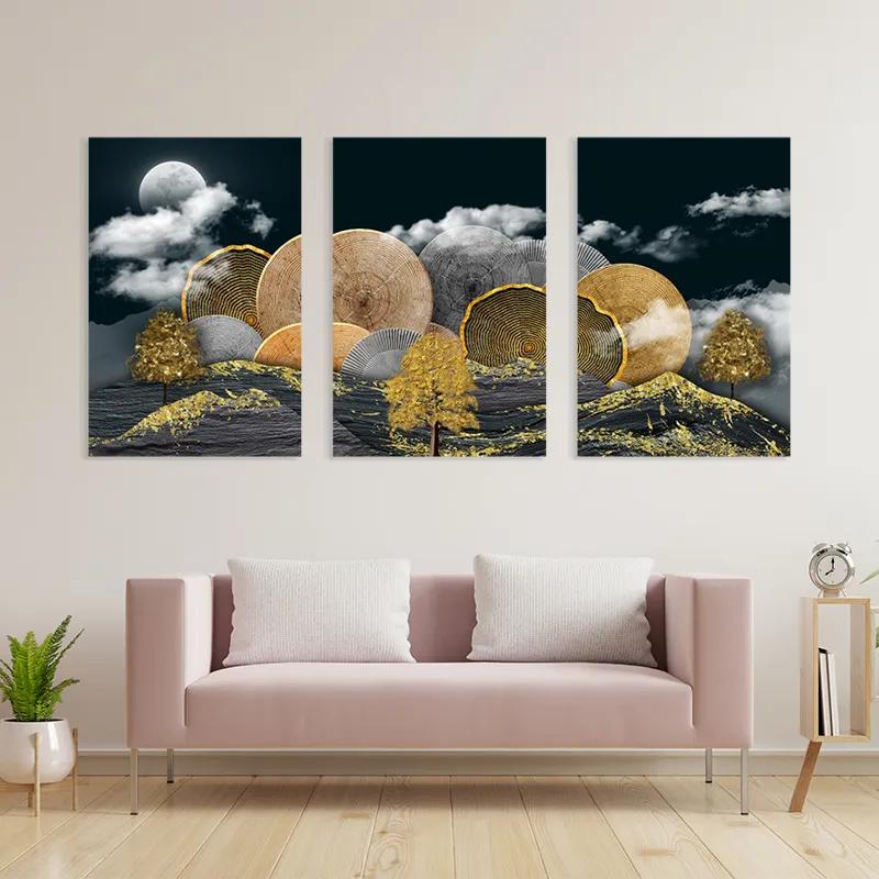 Tablou Multicanvas Circle Over The Mountain mockup 3