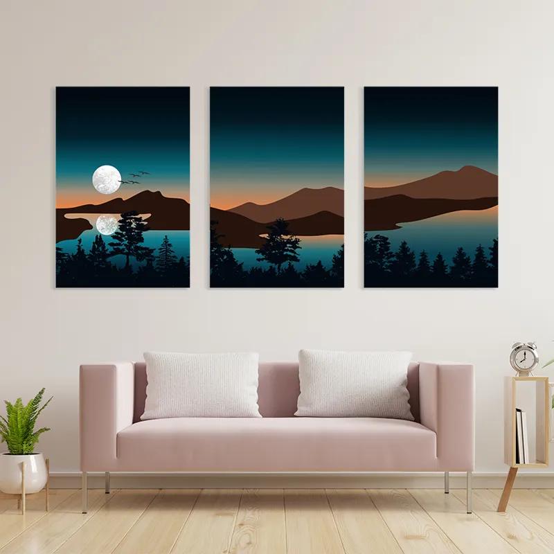 Tablou Multicanvas Full Moon Mountain mockup 3