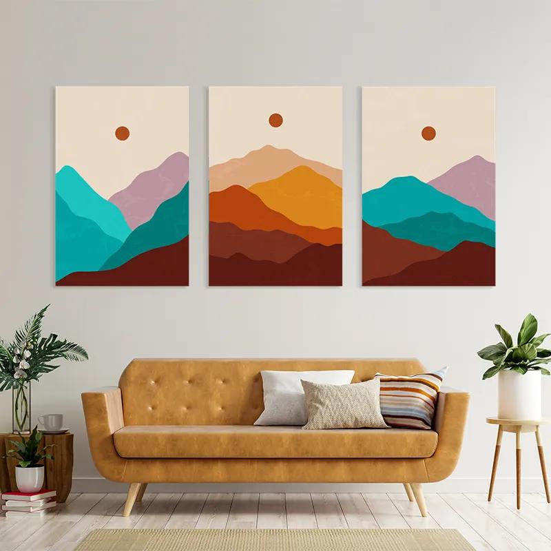 Tablou Multicanvas Brown Moon Mountain mockup 4