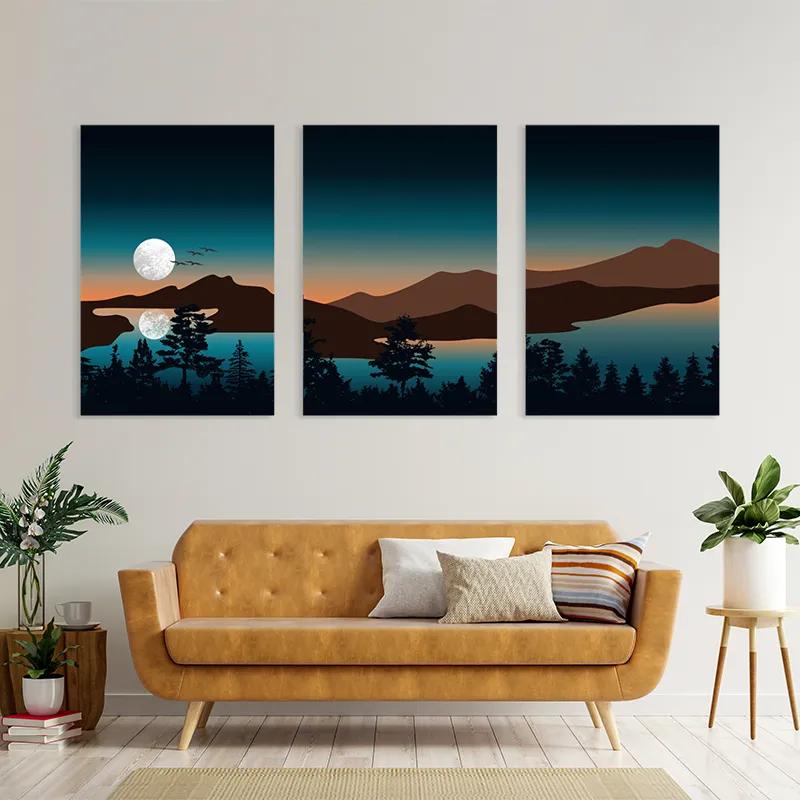 Tablou Multicanvas Full Moon Mountain mockup 4