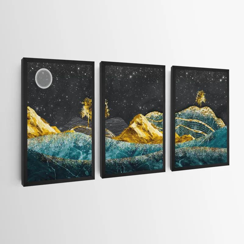 Tablou Multicanvas Bluend Gold Mountains mockup 0