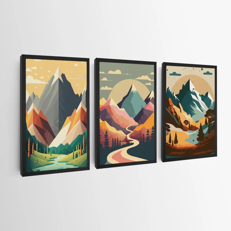Tablou Multicanvas Colorful Mountain Set mockup 0