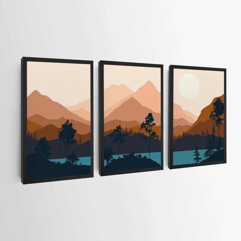 Tablou Multicanvas Cream Moon Mountain mockup 0