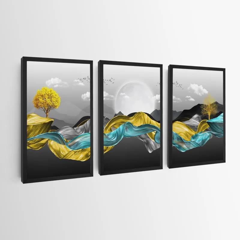 Tablou Multicanvas Gold Mountain Waves mockup 0