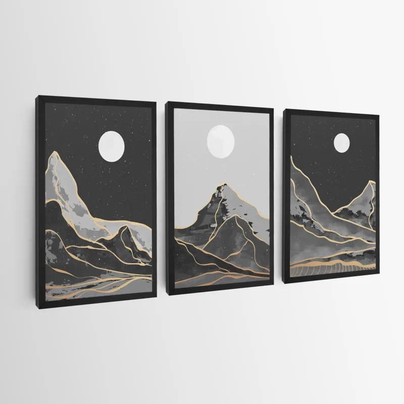 Tablou Multicanvas Grey Moon Mountain mockup 0