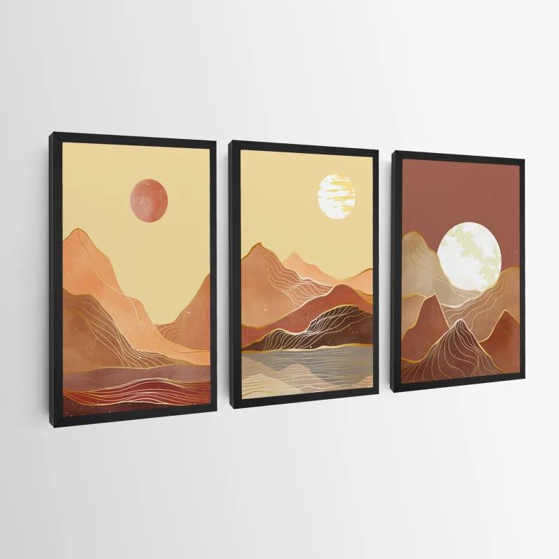 Tablou Multicanvas Orange Mountain Set mockup 0