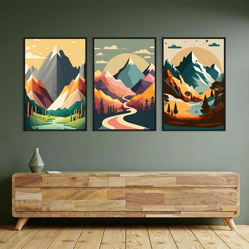 Tablou Multicanvas Colorful Mountain Set mockup 2