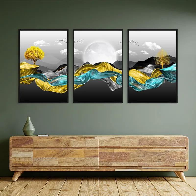 Tablou Multicanvas Gold Mountain Waves mockup 2