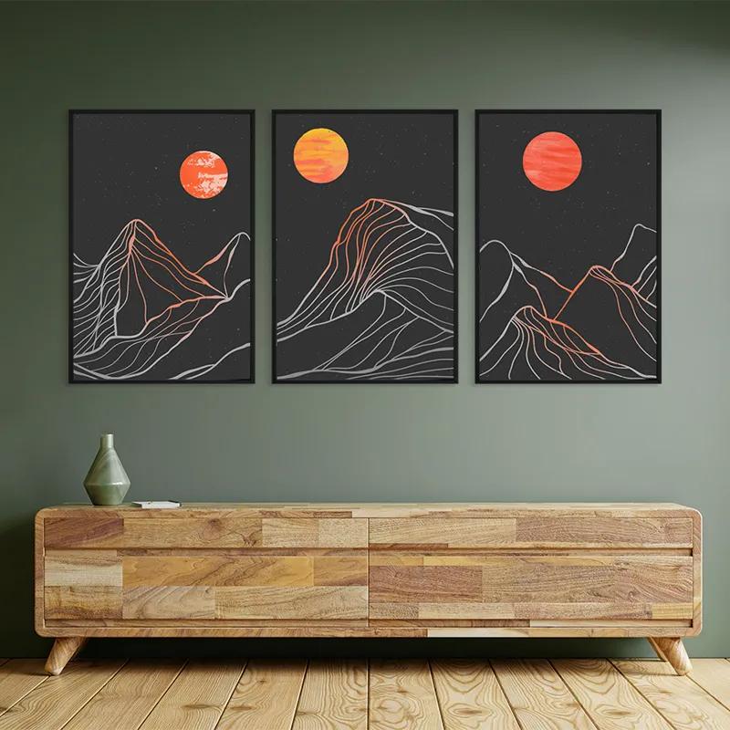 Tablou Multicanvas Orange Moon Line mockup 2