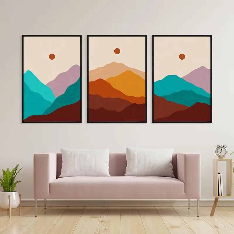 Tablou Multicanvas Brown Moon Mountain mockup 3