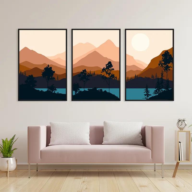 Tablou Multicanvas Cream Moon Mountain mockup 3