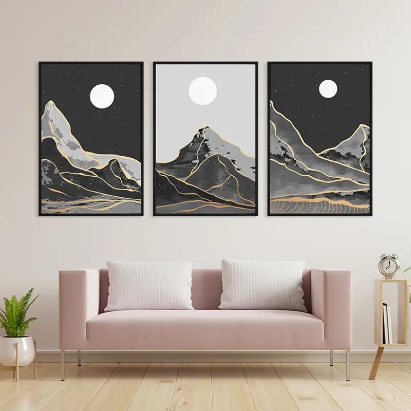 Tablou Multicanvas Grey Moon Mountain mockup 3