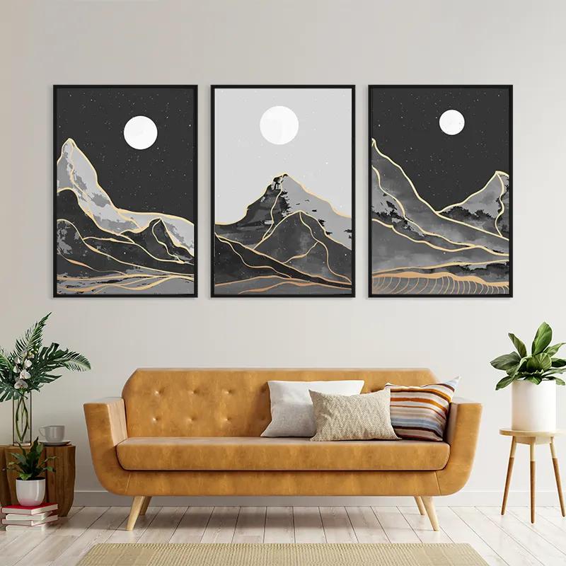 Tablou Multicanvas Grey Moon Mountain mockup 4