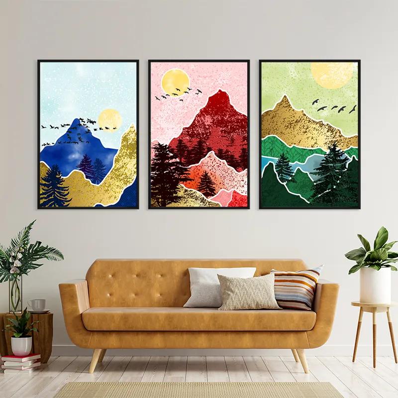 Tablou Multicanvas Mountainirds Set mockup 4