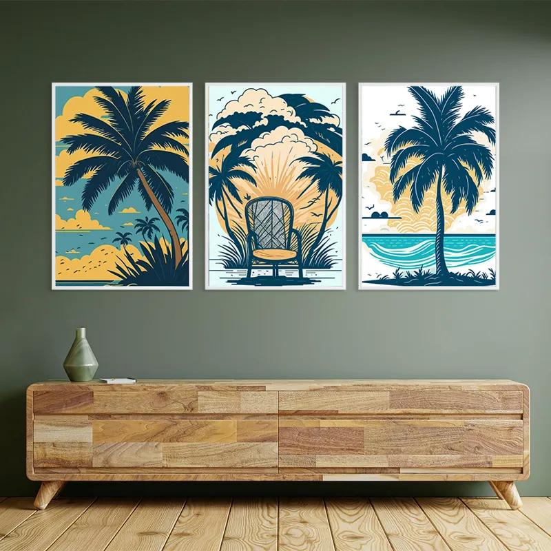 Tablou Multicanvas Palm Tree Set mockup 2