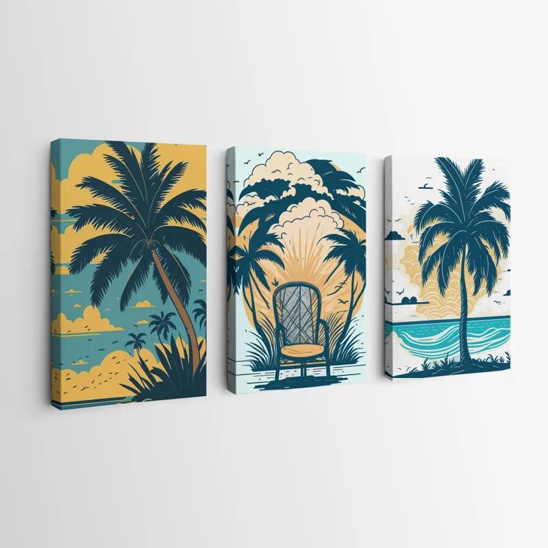 Tablou Multicanvas Palm Tree Set mockup 0