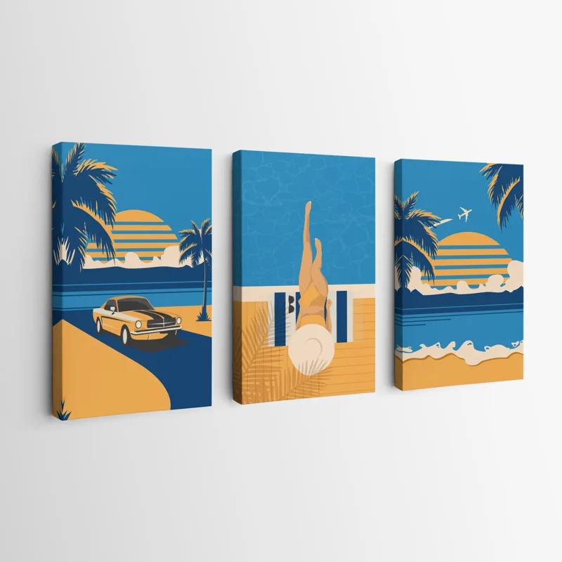 Tablou Multicanvas Summer Retro Set mockup 0