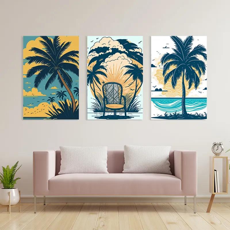 Tablou Multicanvas Palm Tree Set mockup 3