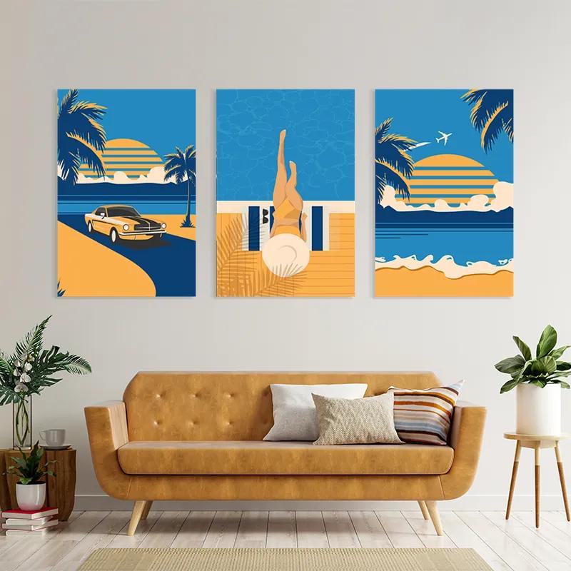 Tablou Multicanvas Summer Retro Set mockup 4