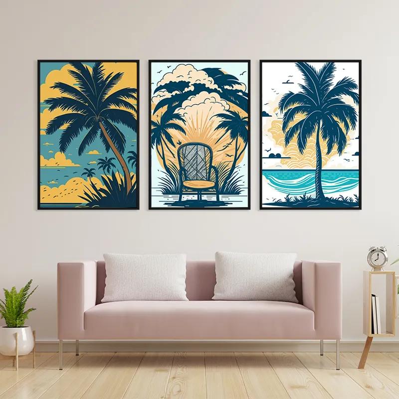 Tablou Multicanvas Palm Tree Set mockup 3
