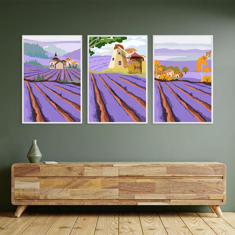Tablou Multicanvas Purple Rural Field mockup 2