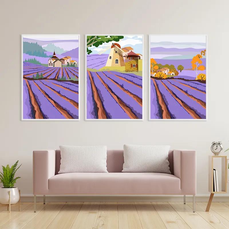Tablou Multicanvas Purple Rural Field mockup 3