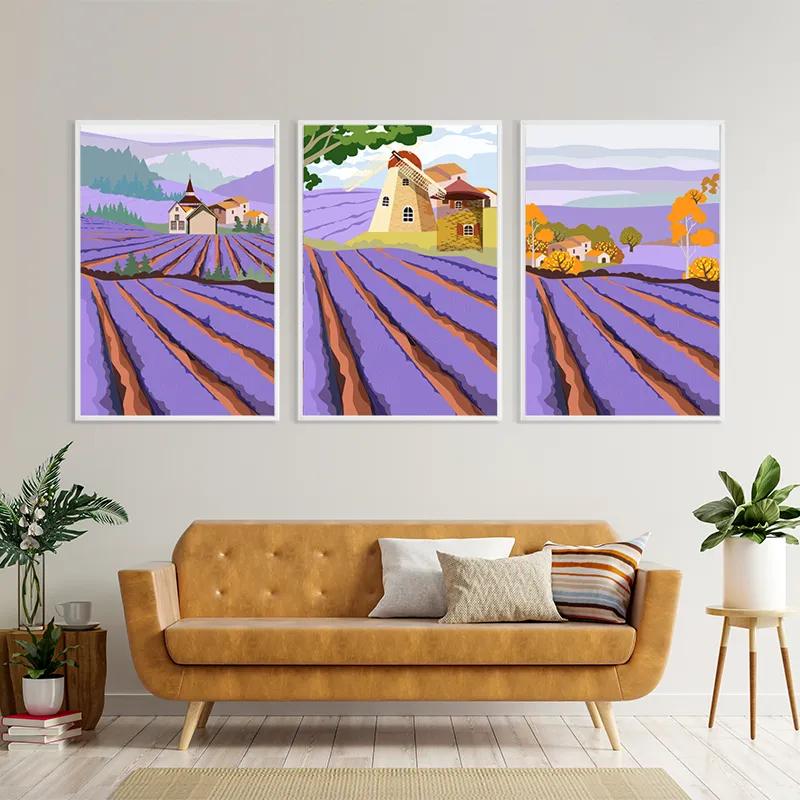 Tablou Multicanvas Purple Rural Field mockup 4