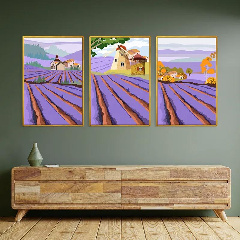 Tablou Multicanvas Purple Rural Field mockup 2
