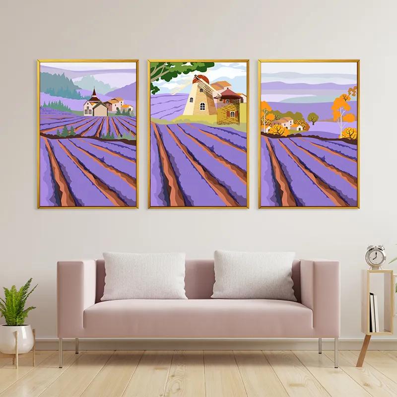 Tablou Multicanvas Purple Rural Field mockup 3