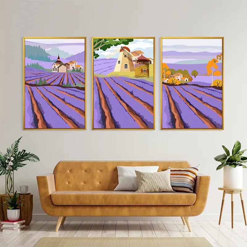 Tablou Multicanvas Purple Rural Field mockup 4