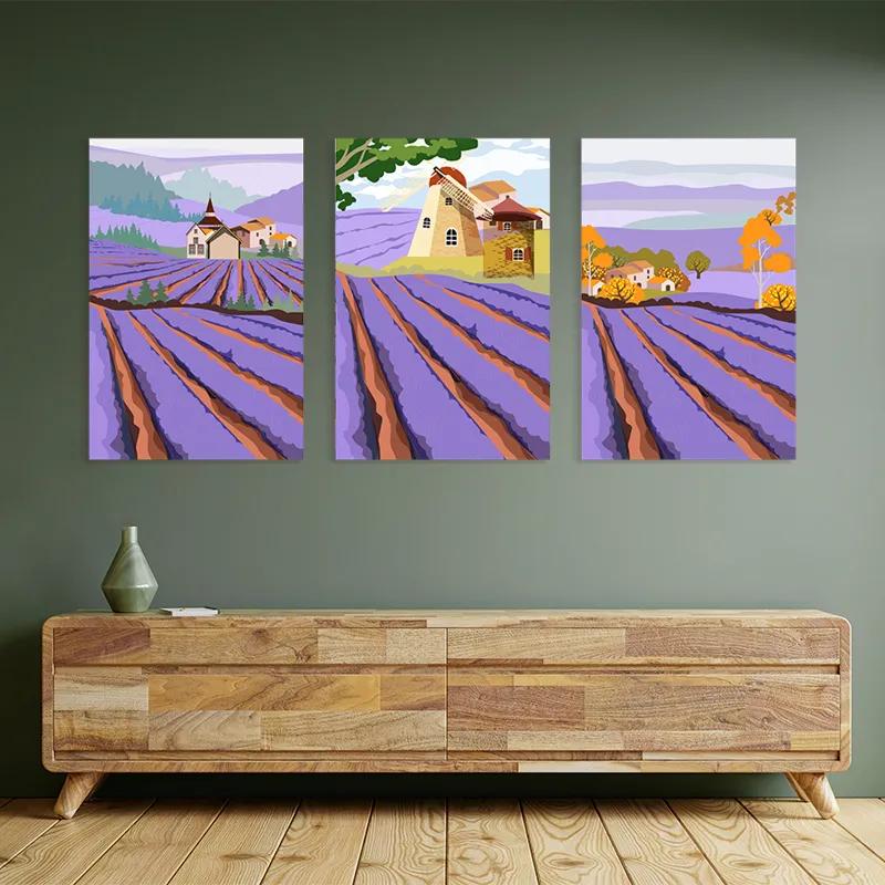 Tablou Multicanvas Purple Rural Field mockup 2