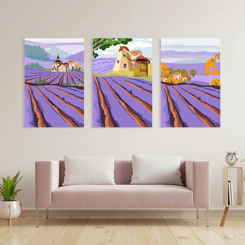 Tablou Multicanvas Purple Rural Field mockup 3