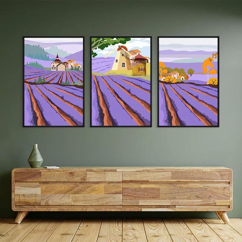 Tablou Multicanvas Purple Rural Field mockup 2
