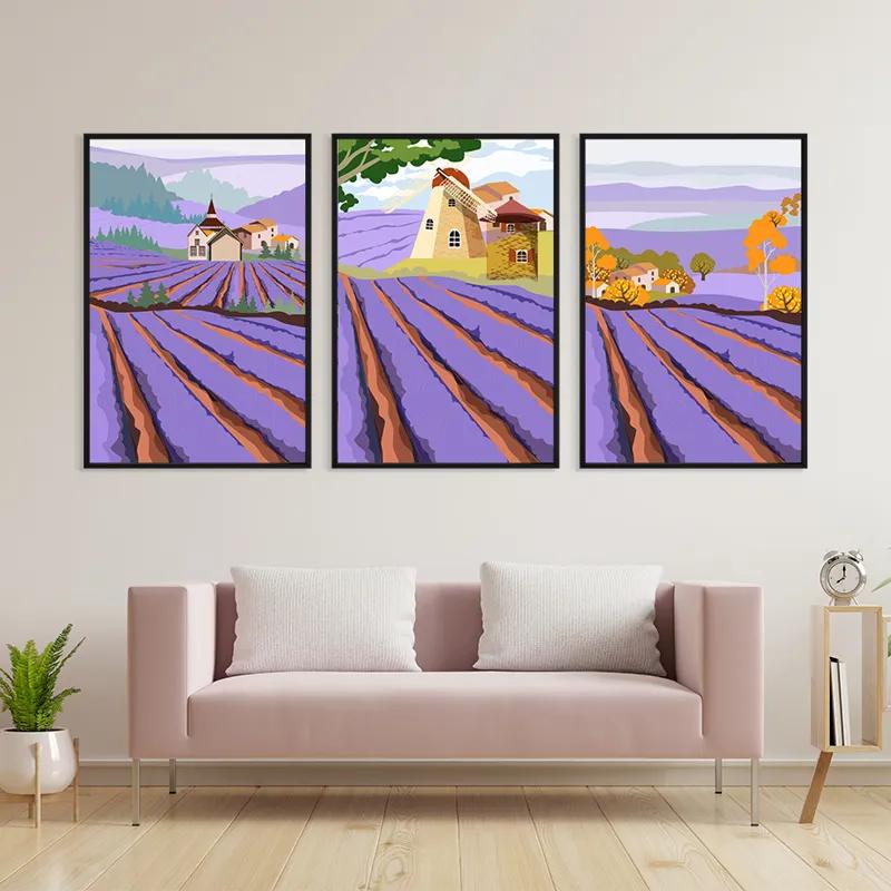 Tablou Multicanvas Purple Rural Field mockup 3