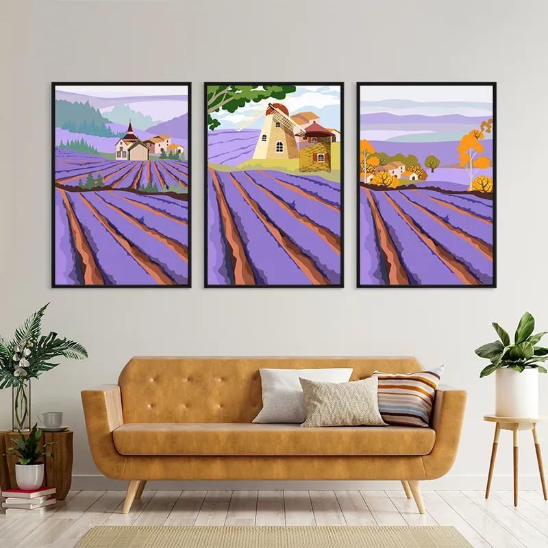 Tablou Multicanvas Purple Rural Field mockup 4