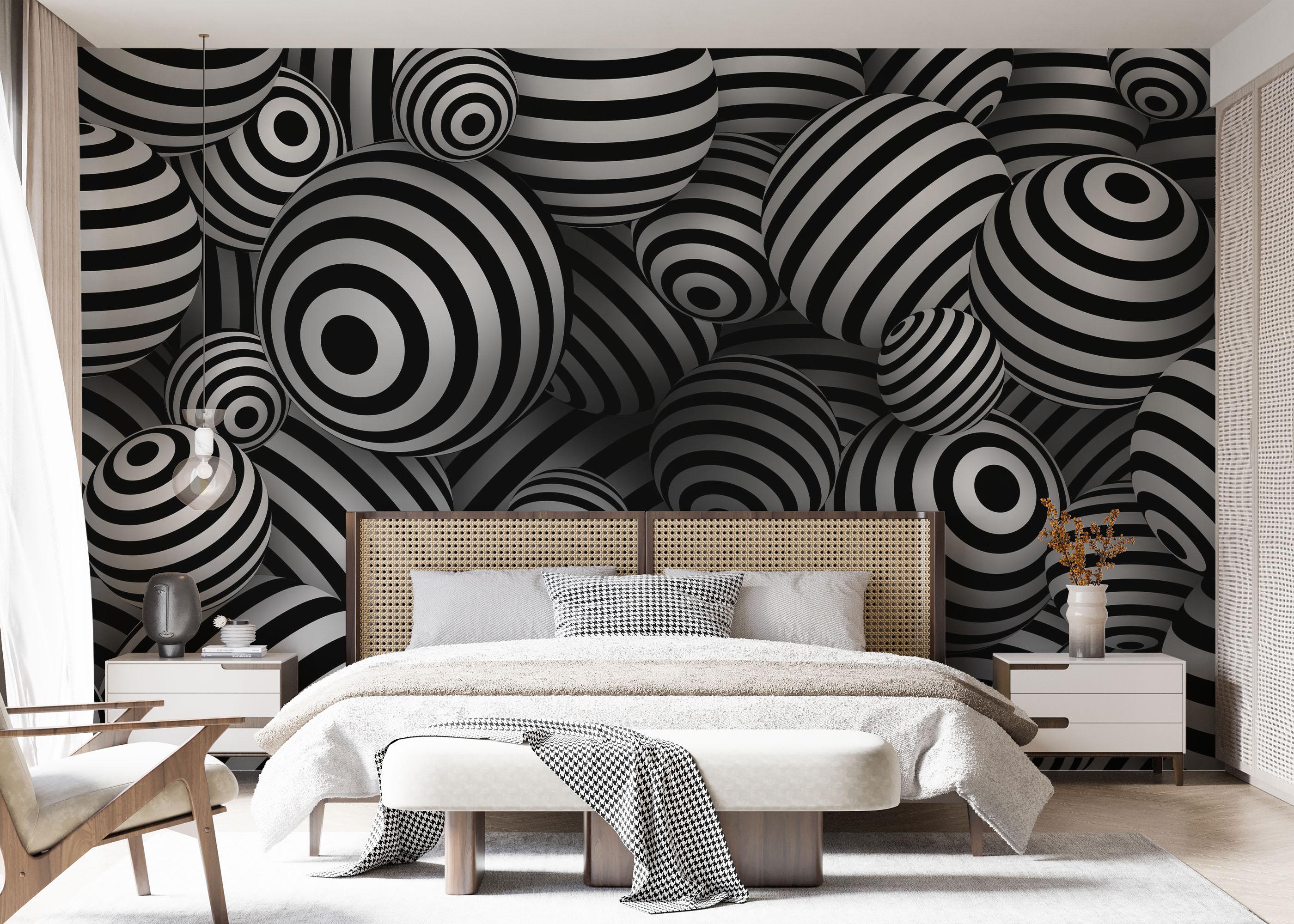 Fototapet Black White 3d Balls mockup 7