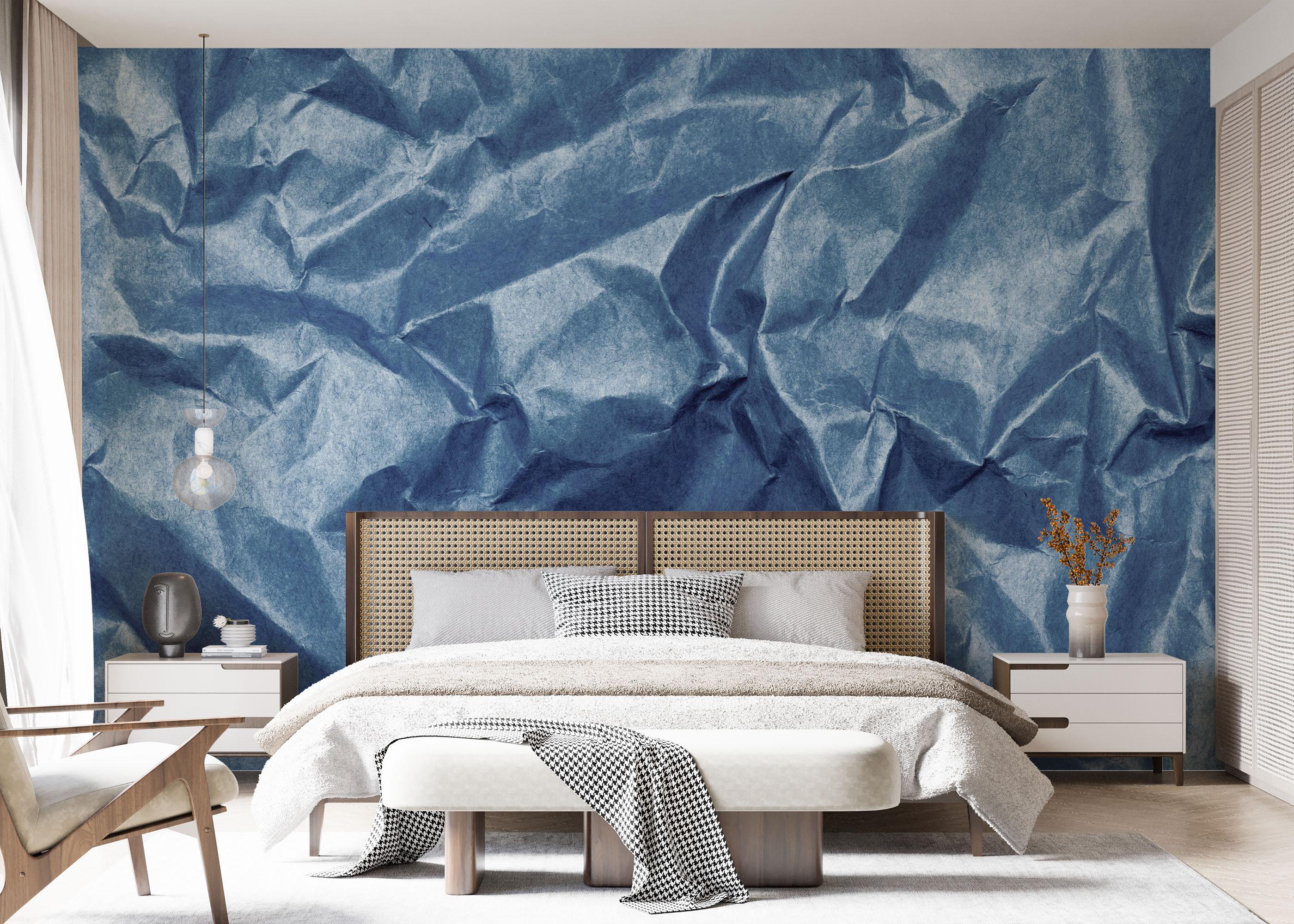 Fototapet Blue Crumpled Sheet mockup 7