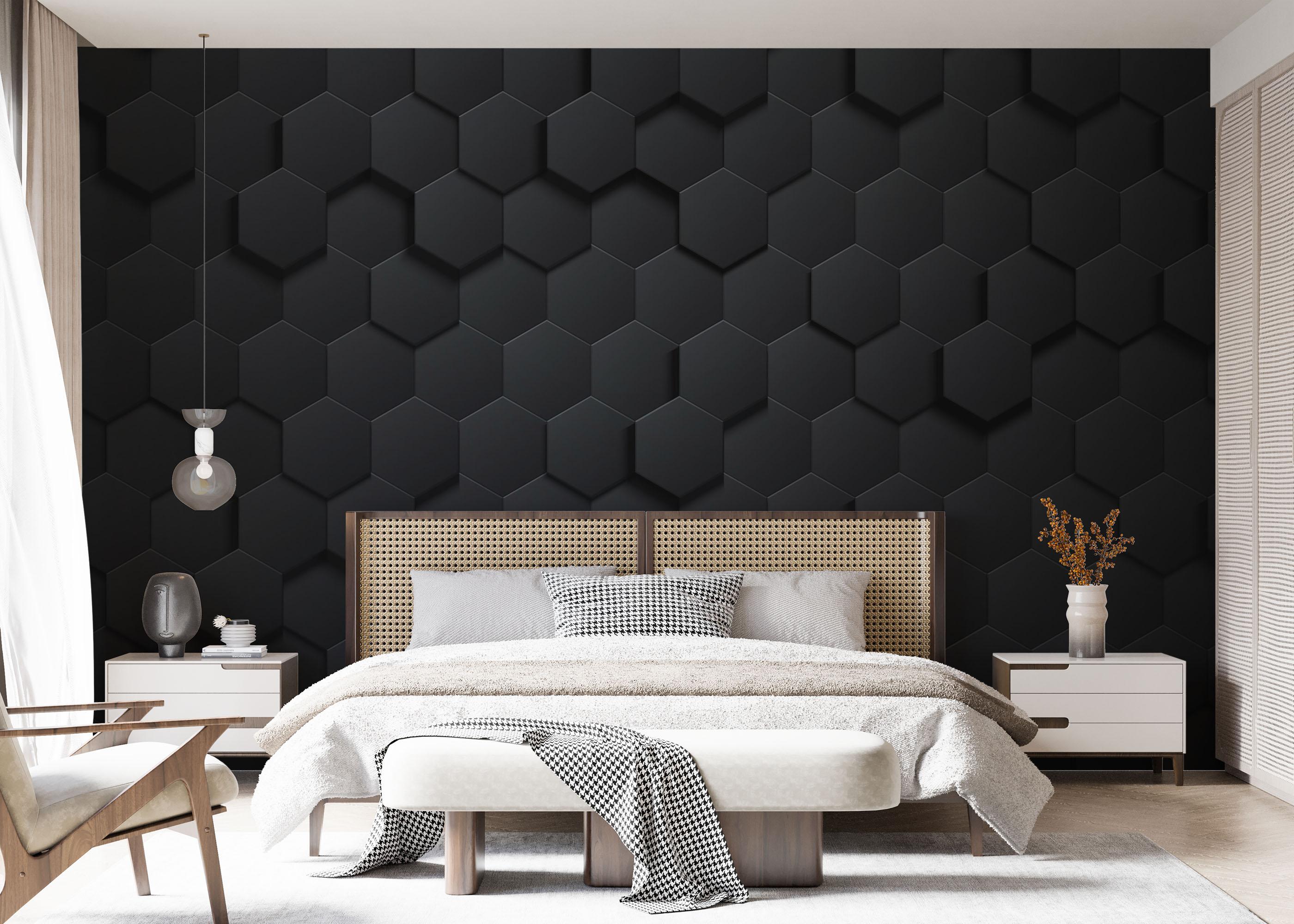 Fototapet Hexagon 3d Black Art mockup 7