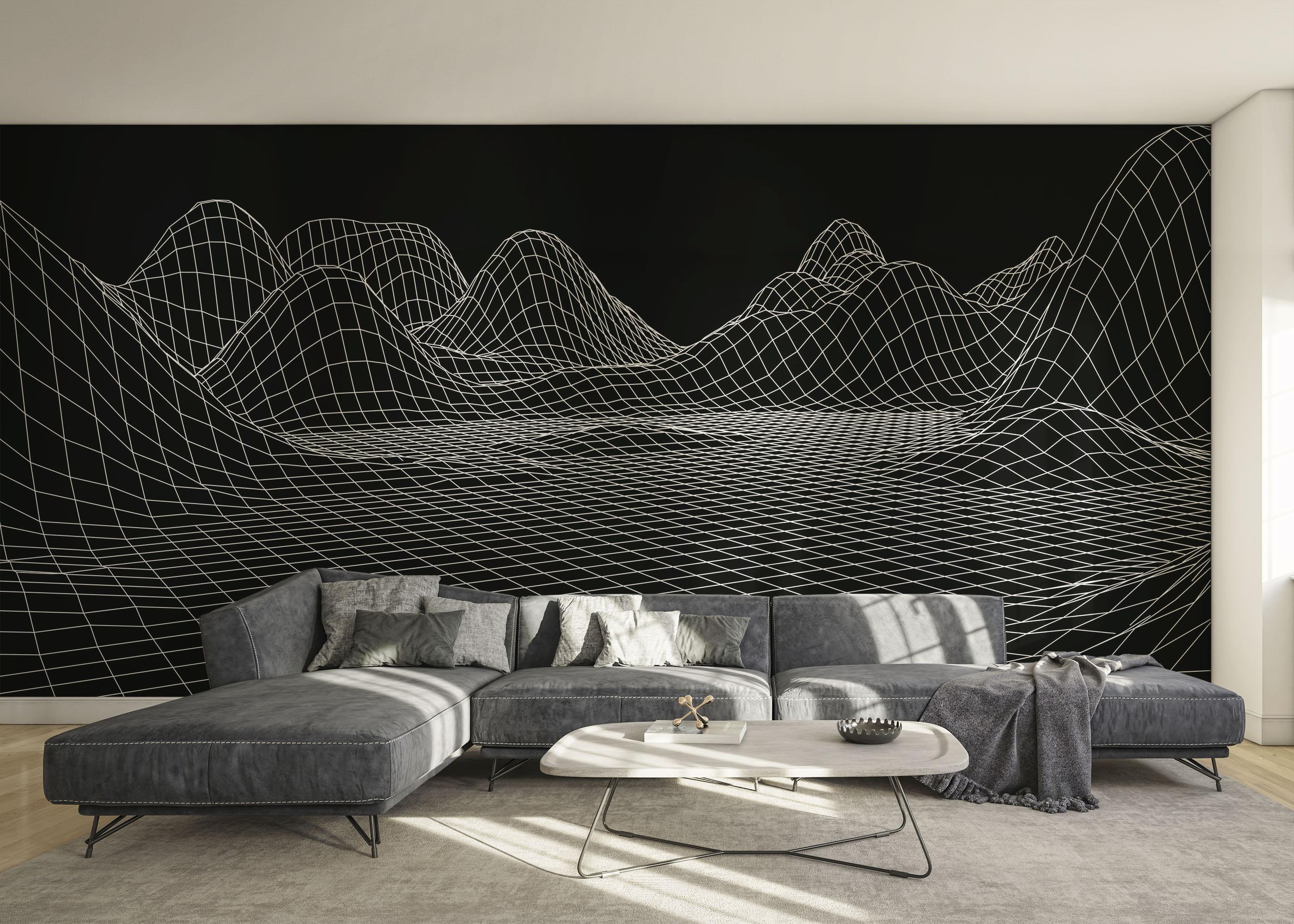 Fototapet Black 3d Hill Line mockup 0