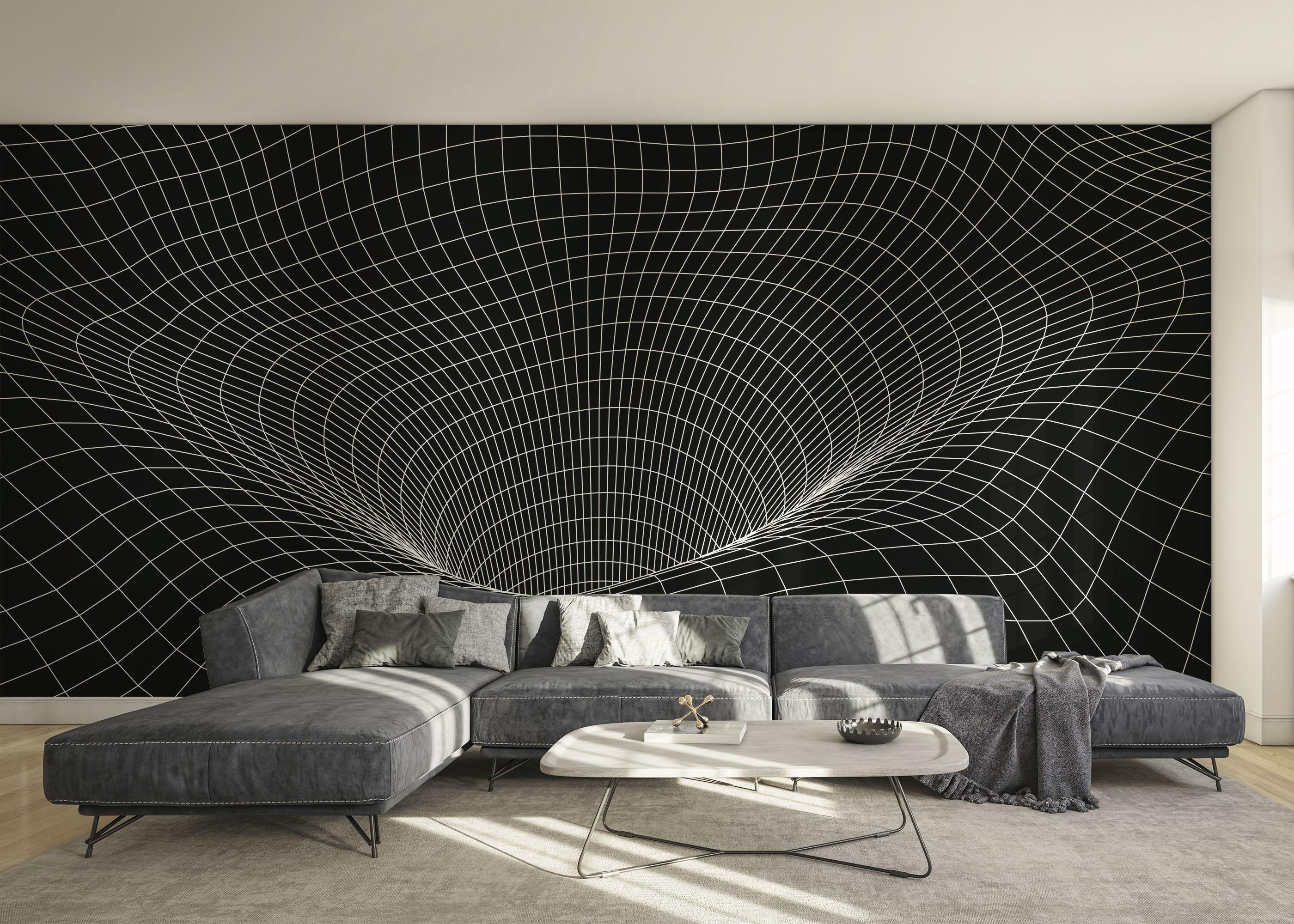 Fototapet Black 3d Hole Line mockup 0