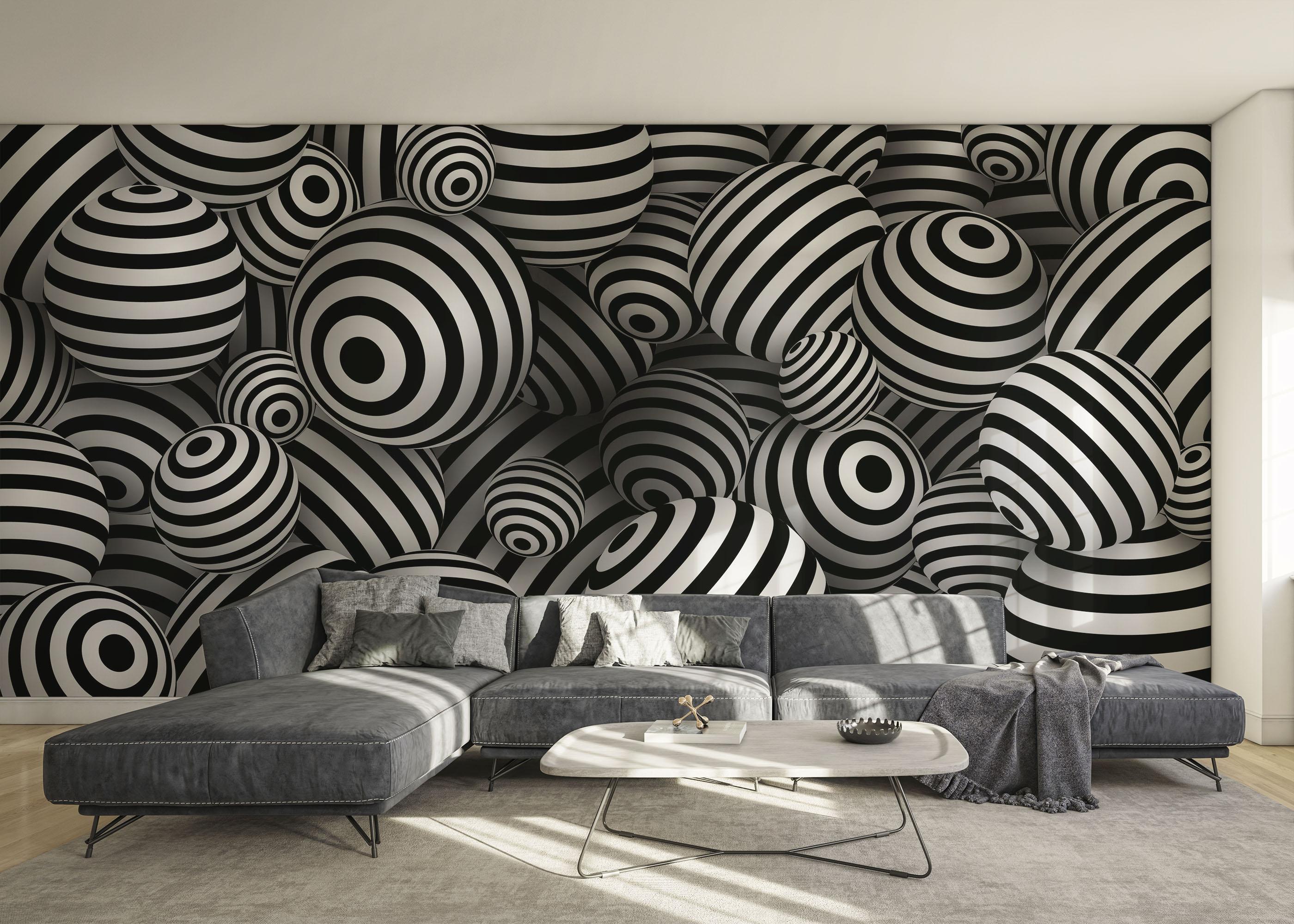 Fototapet Black White 3d Balls mockup 0