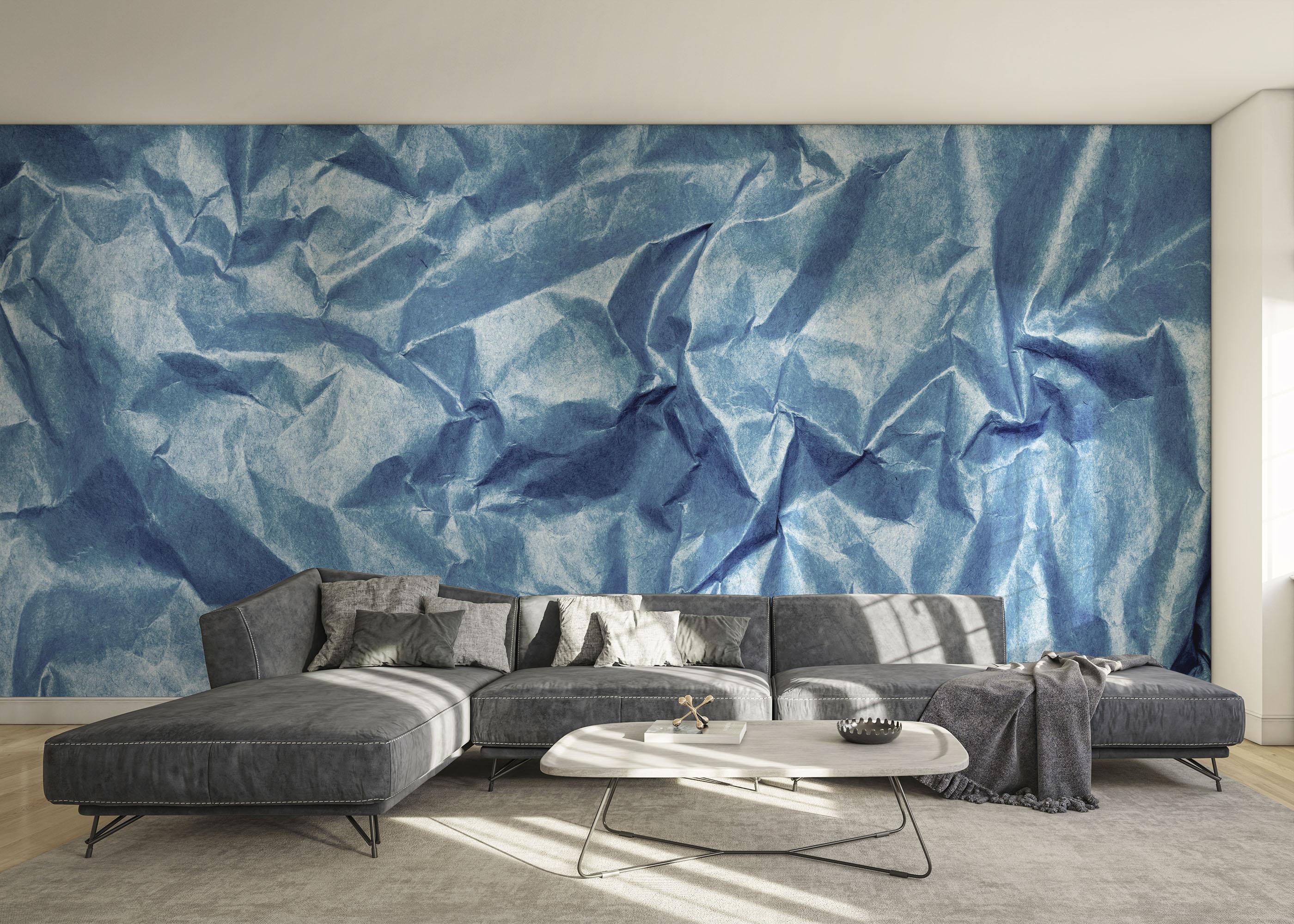 Fototapet Blue Crumpled Sheet mockup 0