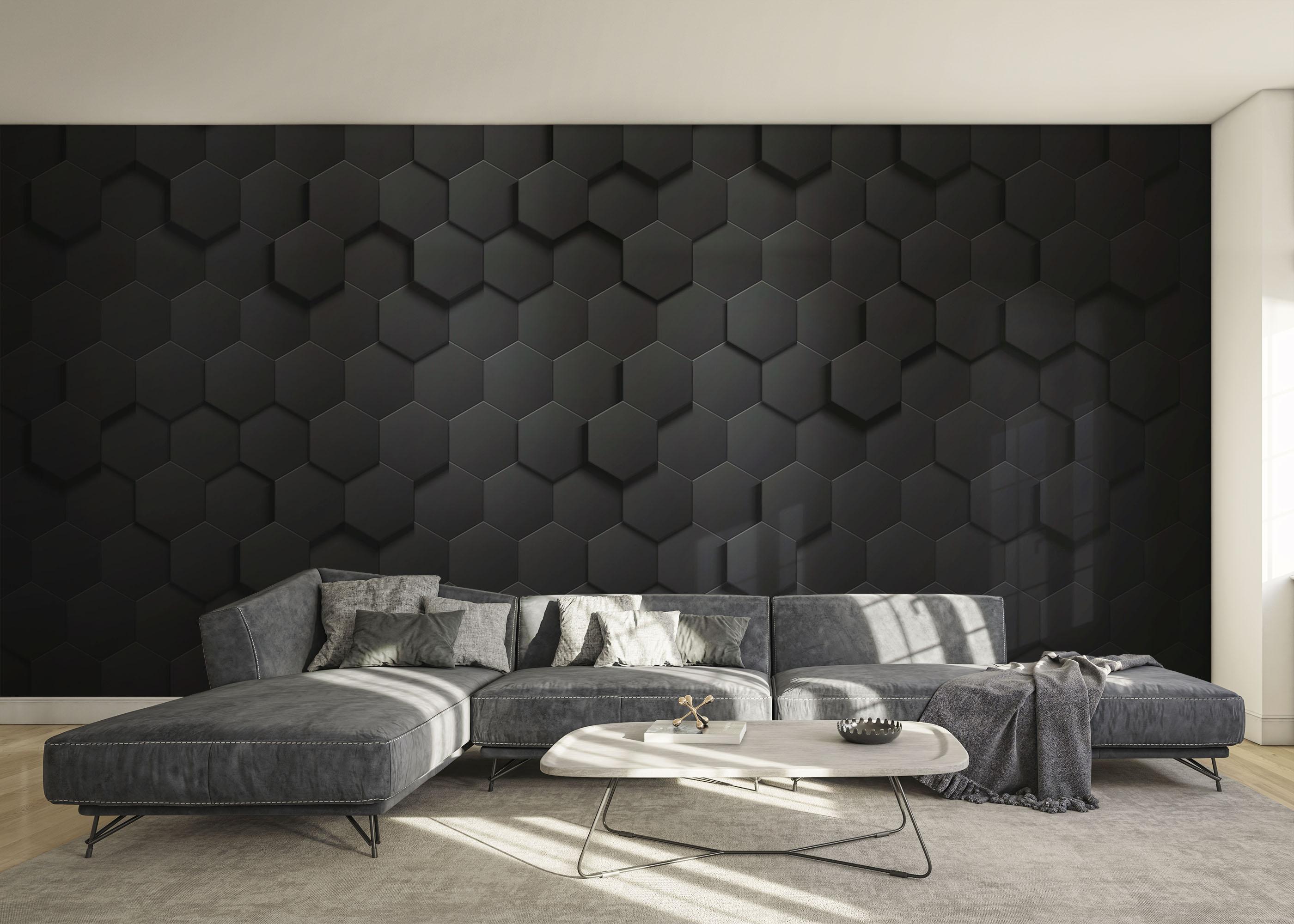 Fototapet Hexagon 3d Black Art mockup 0